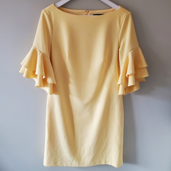 Lauren Ralph Lauren 6 Old Money Feminine Whimsical Butter Yellow Shift Dress - Picture 1 of 11
